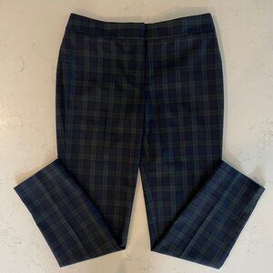 Tommy Hilfiger Ashby Ankle Tartan Plaid Preppy Poly Rayon Pants Navy Green Sz 2